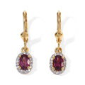 D'Joy Natürlicher Rhodolith Granat, Moissanit Ohrringe 925 Silber 750 Vergoldet ca. 1,29 ct.