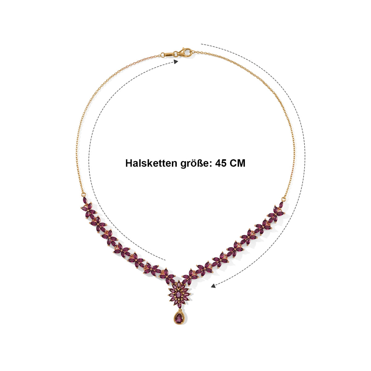 D'Joy Natürlicher Rhodolith Granat Halskette ca. 45 cm 925 Silber 750 Gelbgold vermeil ca. 26,05 ct.