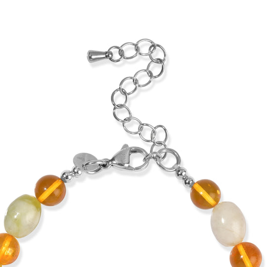 EVER TRUE Serpentin, Bernstein Armband ca. 19 cm 316L Edelstahl ca. 40.00 ct