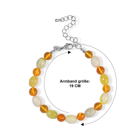 EVER TRUE Serpentin, Bernstein Armband ca. 19 cm 316L Edelstahl ca. 40.00 ct
