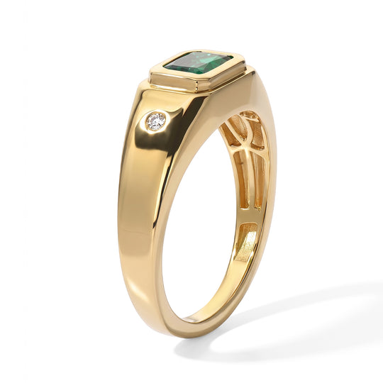 LUXURIANT DIAMOND - AAA Lab Grown Kolumbianischer Smaragd, Lab Grown Diamant Ring 925 Silber 750 Gelbgold vermeil (Größe 19.00) ca. 0,95 ct