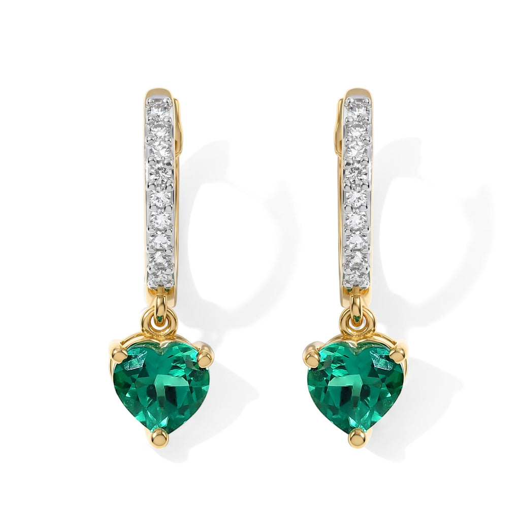 LUXURIANT DIAMOND - AAA Lab Grown Kolumbianischer Smaragd, Lab Grown Diamant Ohrringe 925 Silber 750 Gelbgold vermeil ca. 1,53 ct.