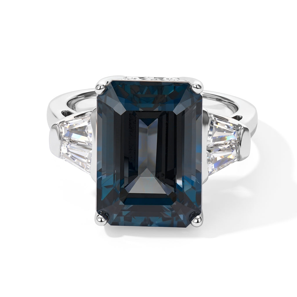 D'Joy AAA London Blau Topas, Moissanit Ring 925 Silber Rhodiniert (Größe 20.50)   ca. 9,47 ct