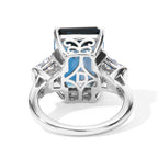 D'Joy AAA London Blau Topas, Moissanit Ring 925 Silber Rhodiniert (Größe 20.50)   ca. 9,47 ct