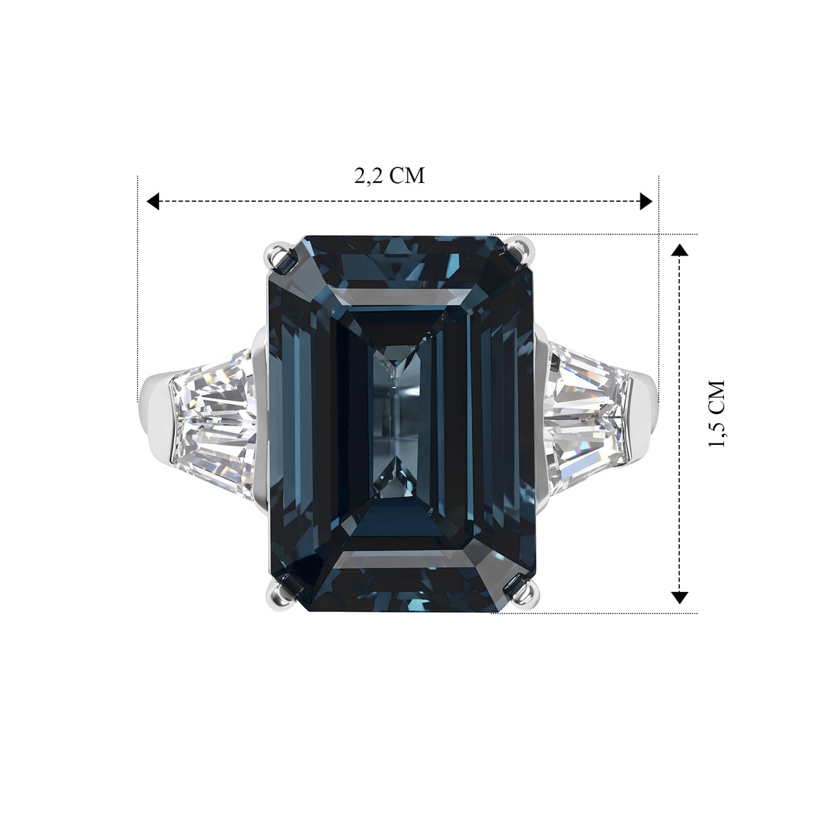 D'Joy AAA London Blau Topas, Moissanit Ring 925 Silber Rhodiniert (Größe 20.50)   ca. 9,47 ct