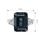 D'Joy AAA London Blau Topas, Moissanit Ring 925 Silber Rhodiniert (Größe 20.50)   ca. 9,47 ct
