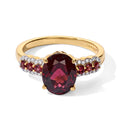 D'Joy AA Natürlicher Rhodolith Granat Ring 925 Silber 750 Gelbgold vermeil (Größe 17.00) ca. 3,53 ct