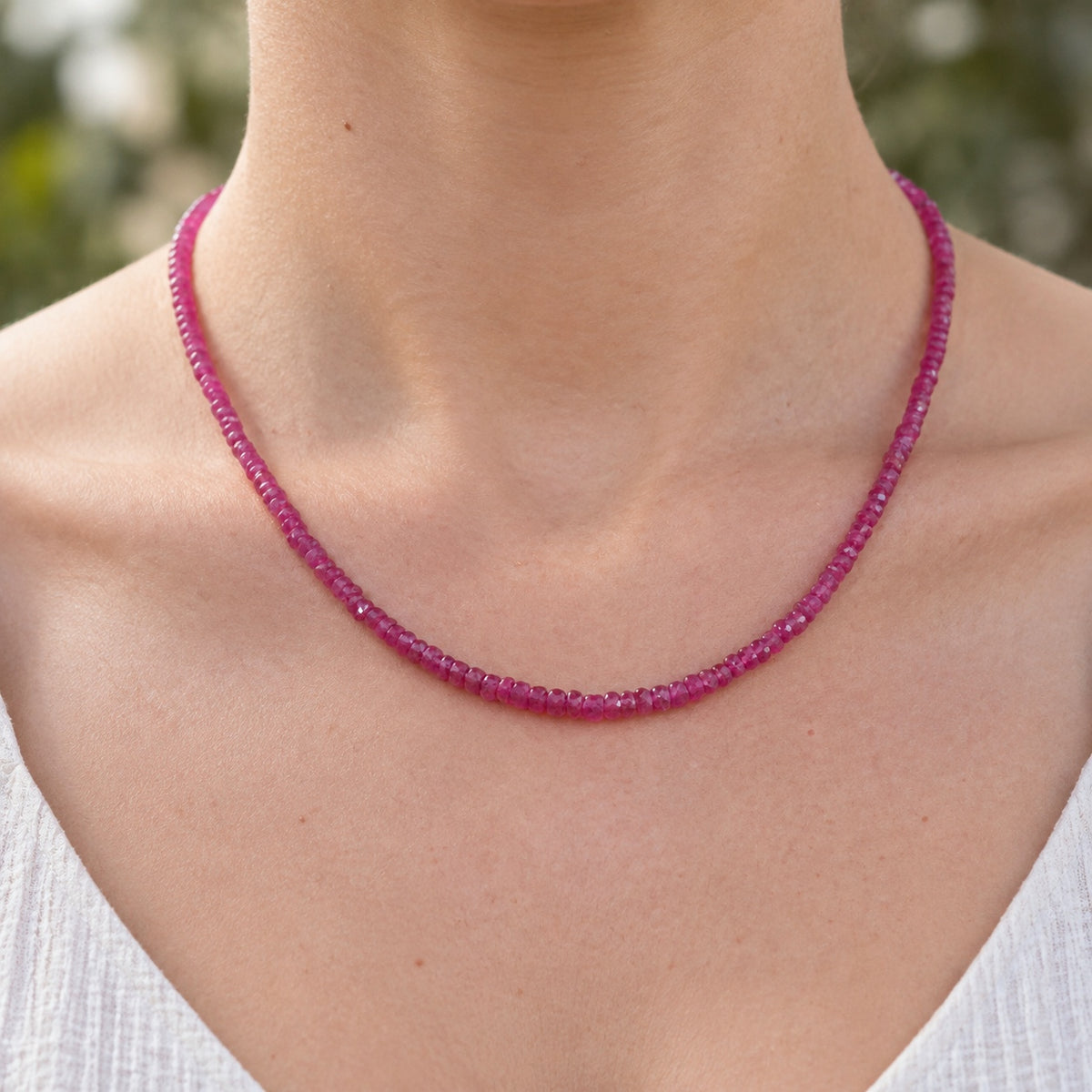 D'Joy AA Niassa Rubin Halskette ca. 45 cm 925 Silber Rhodiniert ca. 80,00 ct.
