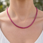 D'Joy AA Niassa Rubin Halskette ca. 45 cm 925 Silber Rhodiniert ca. 80,00 ct.