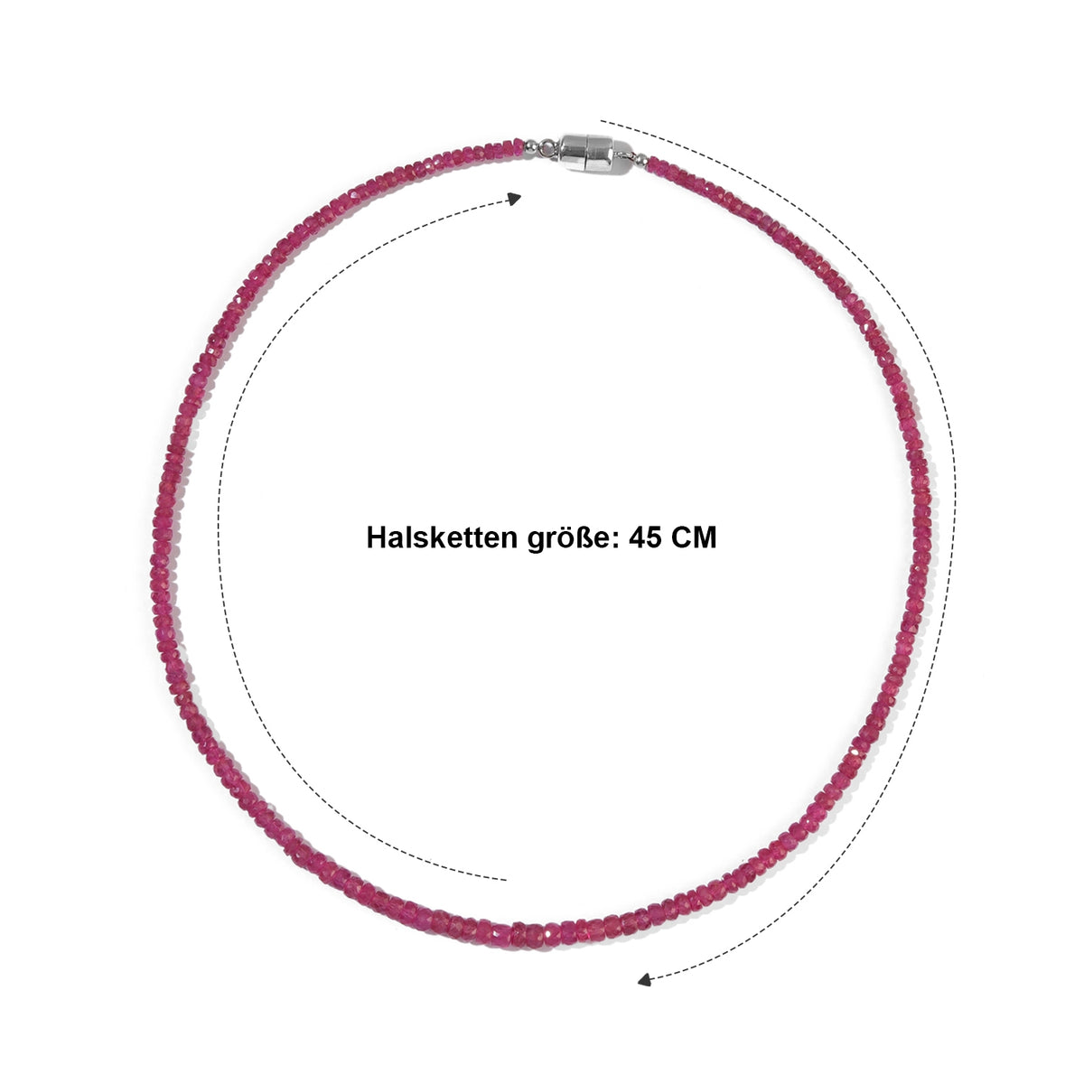 D'Joy AA Niassa Rubin Halskette ca. 45 cm 925 Silber Rhodiniert ca. 80,00 ct.
