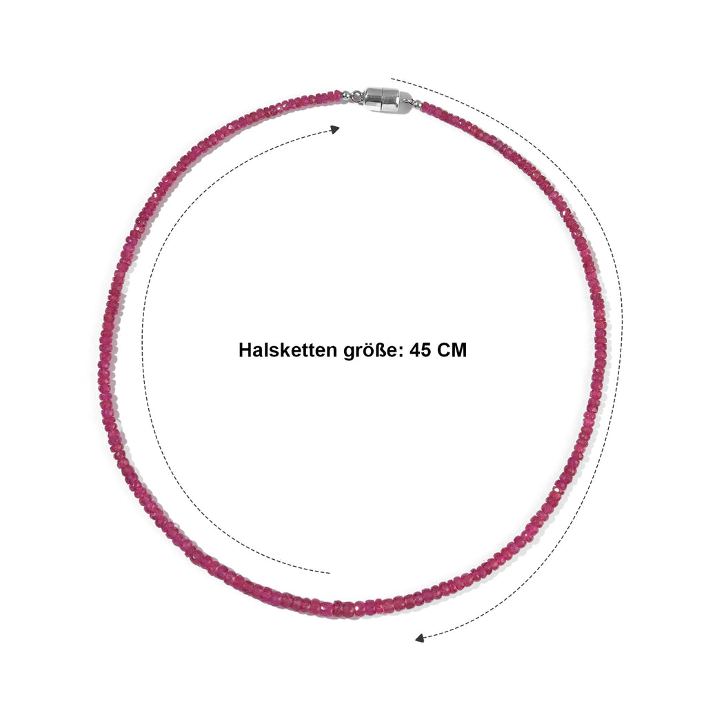 D'Joy AA Niassa Rubin Halskette ca. 45 cm 925 Silber Rhodiniert ca. 80,00 ct.