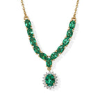 LUXURIANT DIAMOND - AAA Lab Grown Kolumbianischer Smaragd Halskette ca. 45 cm 925 Silber 750 Gelbgold vermeil ca. 5,57 ct.