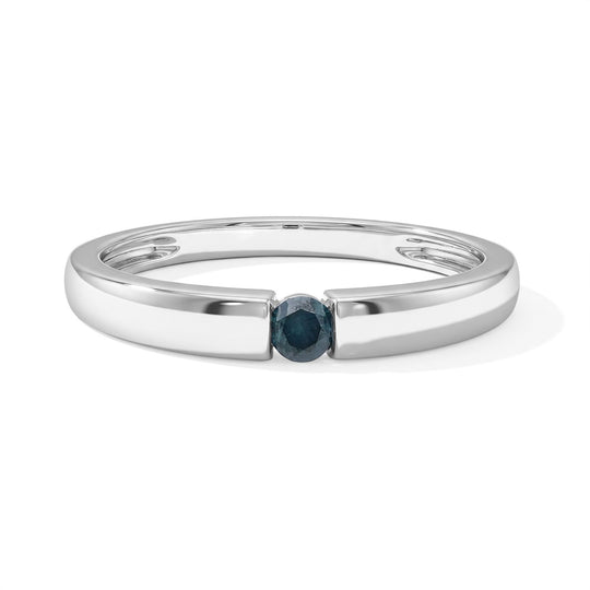 D'Joy Blauer Diamant (IR) Ring 925 Silber Rhodiniert (Größe 16.00) ca. 0,10 ct