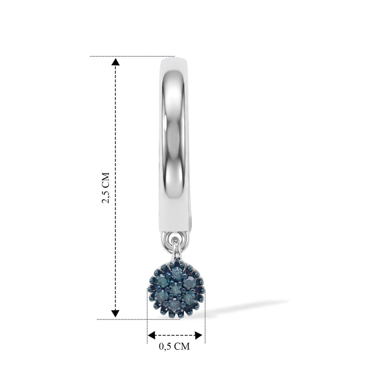 D'Joy Blauer Diamant (IR) Ohrringe 925 Silber Rhodiniert (10-15 Werktage Lieferzeit) ca. 0,15 ct.