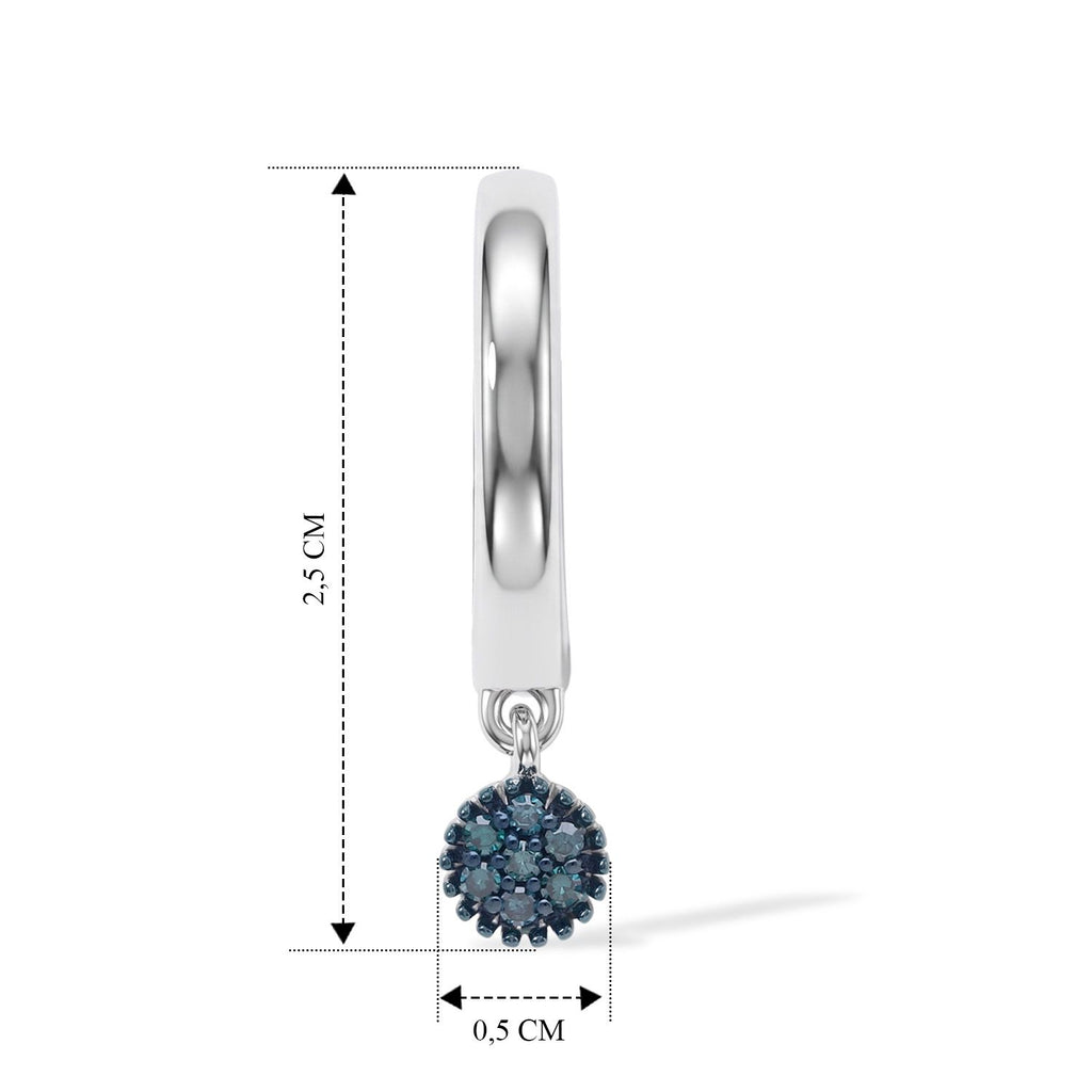 D'Joy Blauer Diamant (IR) Ohrringe 925 Silber Rhodiniert (10-15 Werktage Lieferzeit) ca. 0,15 ct.