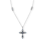 D'Joy Blauer Diamant (IR) Halskette   ca. 45 cm+ 5 cm Extender 925 Silber Rhodiniert ca. 0.15 ct