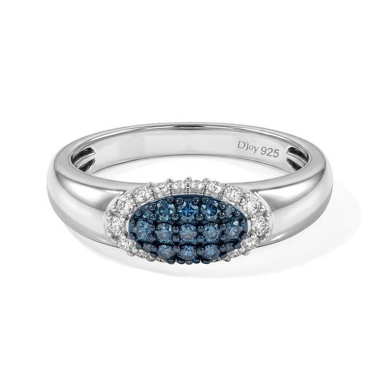 D'Joy Blauer Diamant (IR), Weißer Diamant Ring 925 Silber Rhodiniert (Größe 21.00)  ca. 0.49 ct