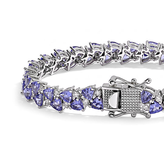 D'Joy Tansanit, Moissanit Armband ca. 20 cm 925 Silber Rhodiniert ca. 11,09 ct.