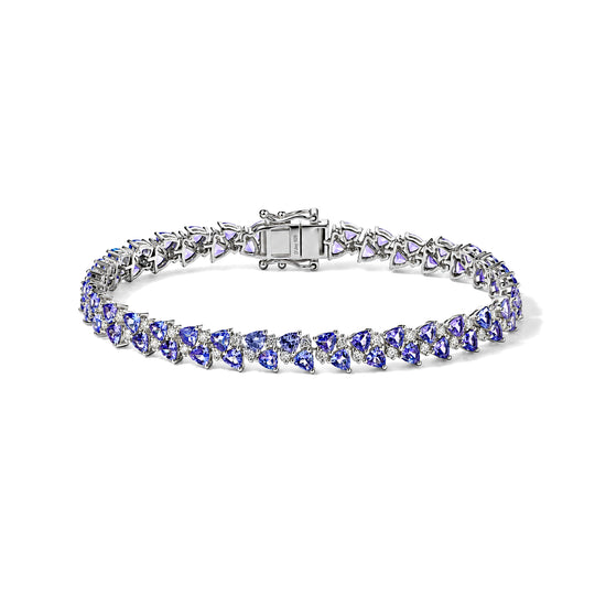 D'Joy Tansanit, Moissanit Armband ca. 20 cm 925 Silber Rhodiniert ca. 11,09 ct.