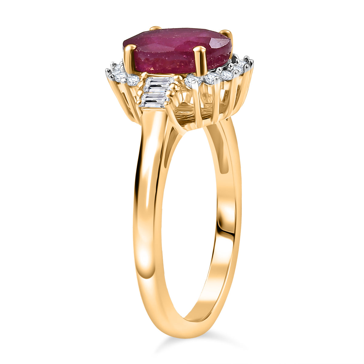 D'Joy afrikanischer Rubin, weißer Topas und Zirkon Ring und Anhänger mit 50cm Kette