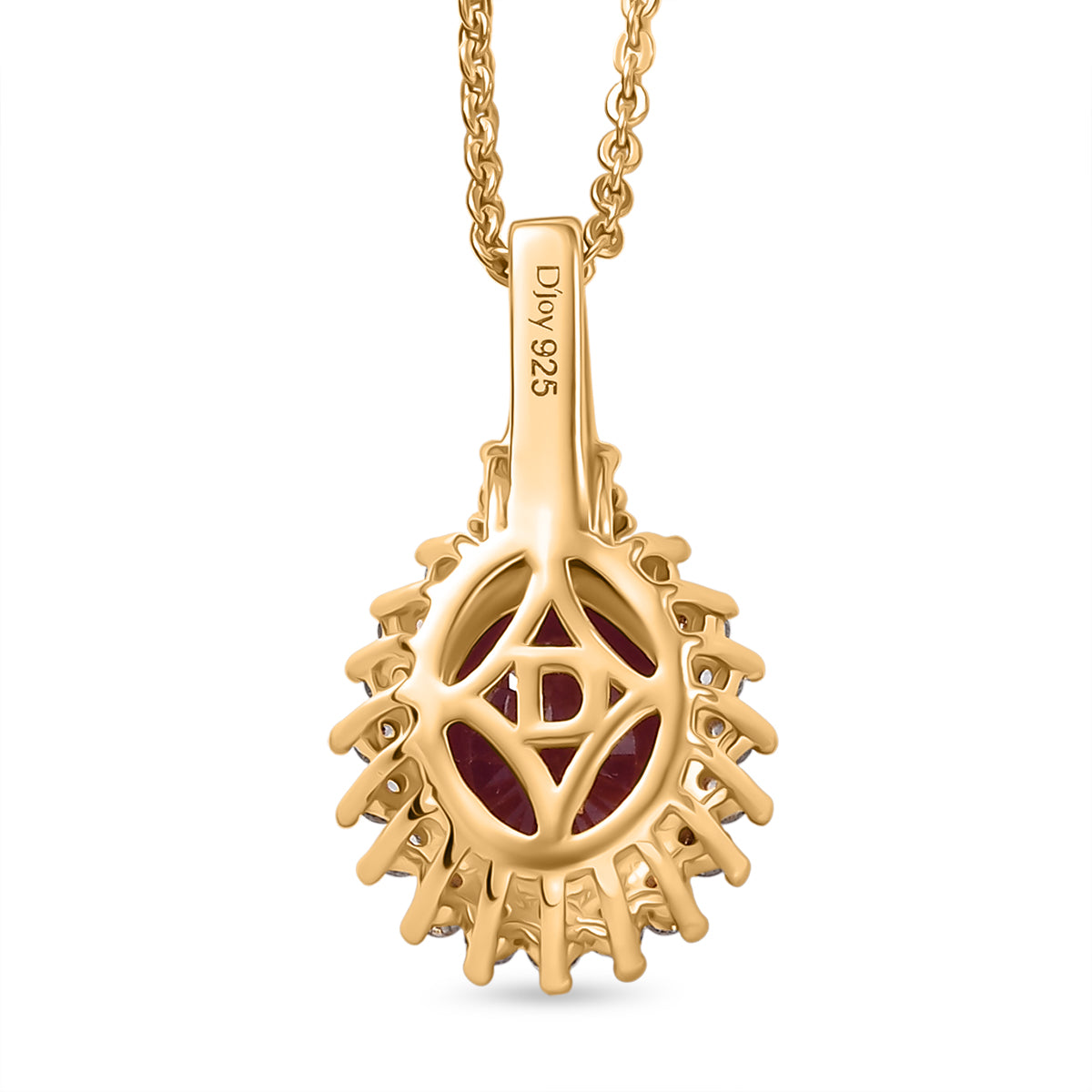 D'Joy afrikanischer Rubin, weißer Topas und Zirkon Ring und Anhänger mit 50cm Kette