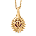 D'Joy afrikanischer Rubin, weißer Topas und Zirkon Ring und Anhänger mit 50cm Kette