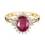 D'Joy afrikanischer Rubin, weißer Topas und Zirkon Ring und Anhänger mit 50cm Kette