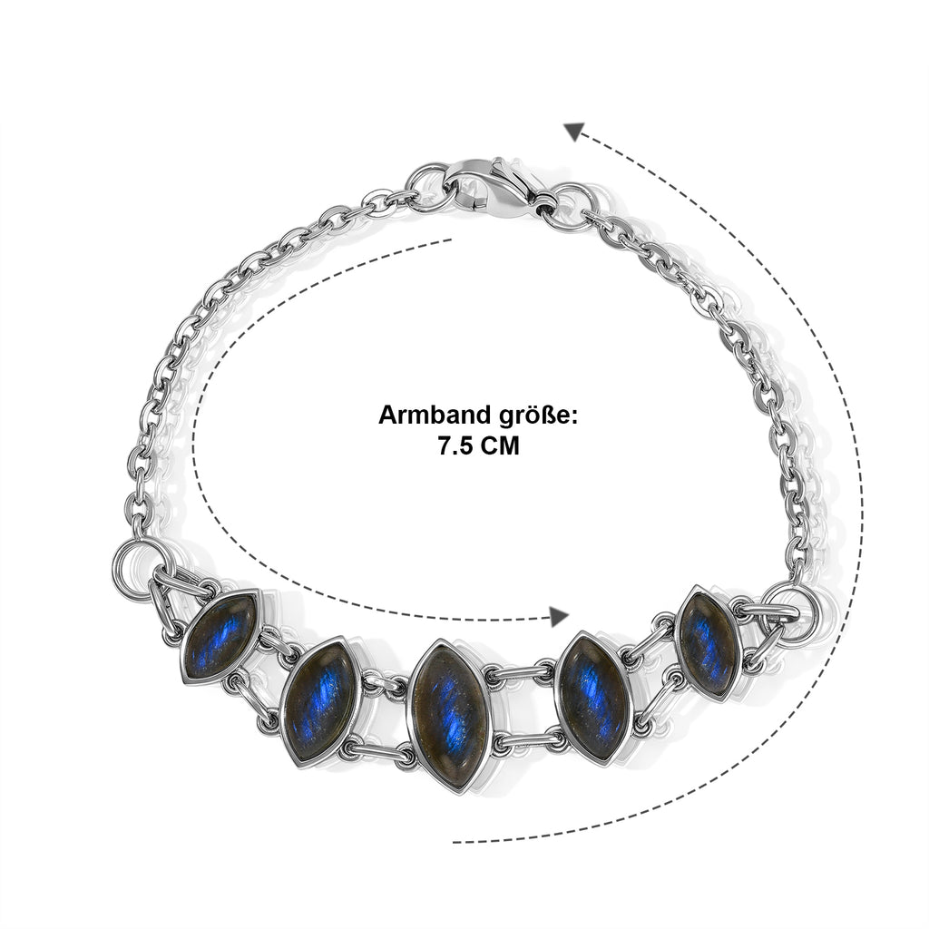 EVER TRUE AAA Labradorit Armband ca. 19 cm 316L Edelstahl ca. 10,36 ct.