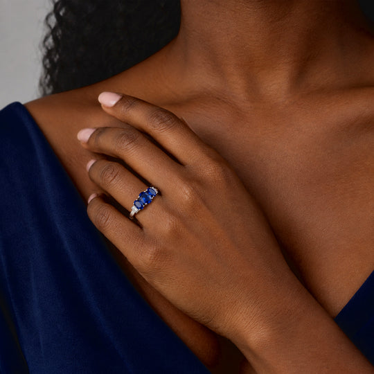 Lab Grown Ceylon-Blau-Saphir Ring 925 Silber Rhodiniert (Größe 21.00) ca. 2.65 ct