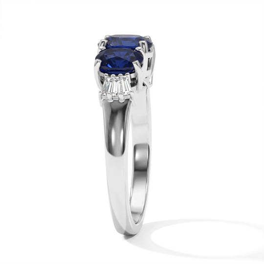 Lab Grown Ceylon-Blau-Saphir Ring 925 Silber Rhodiniert (Größe 21.00) ca. 2.65 ct