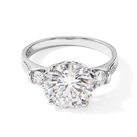 D'Joy GRA zertifiziert Moissanit Ring 925 Silber Rhodiniert (Größe 21.00) ca. 4.30 ct