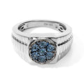 D'Joy Blauer Diamant (IR) Ring 925 Silber Rhodiniert (Größe 17.00) ca. 0,03 ct