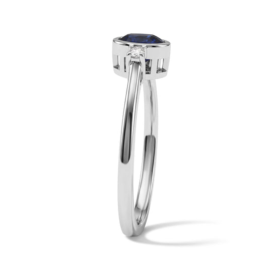 Laborgezüchteter Ceylon-Blau-Saphir, Lab Grown Diamant Ring 925 Silber Rhodiniert (Größe 21.00) ca. 0,74 ct