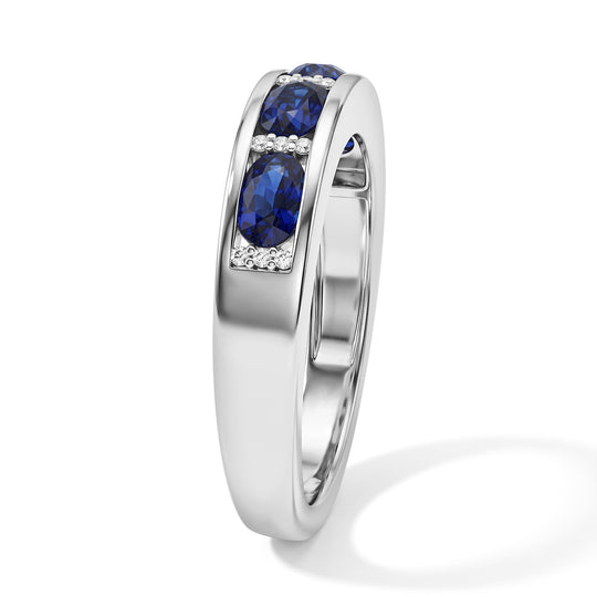 Lab Grown Ceylon-Blau-Saphir, Moissanit Ring 925 Silber Rhodiniert (Größe 20.00) ca. 1.66 ct