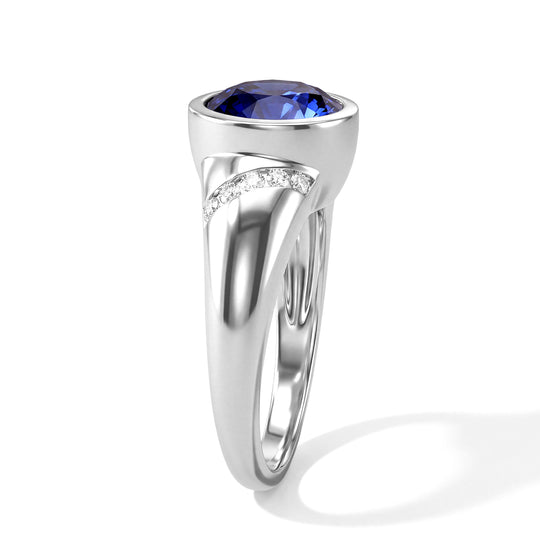 Laborgezüchteter Ceylon-Blau-Saphir, Lab Grown Diamant Ring 925 Silber Rhodiniert (Größe 21.00) ca. 2,85 ct
