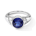 Lab Grown Ceylon-Blau-Saphir, Lab Grown Diamant Ring 925 Silber Rhodiniert (Größe 19.00) ca. 2.85 ct