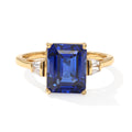 Im Labor gezüchteter Ceylon-Saphir, Lab Grown Diamant Ring 925 Silber 750 Gelbgold vermeil (Größe 17.00) ca. 4.84 ct