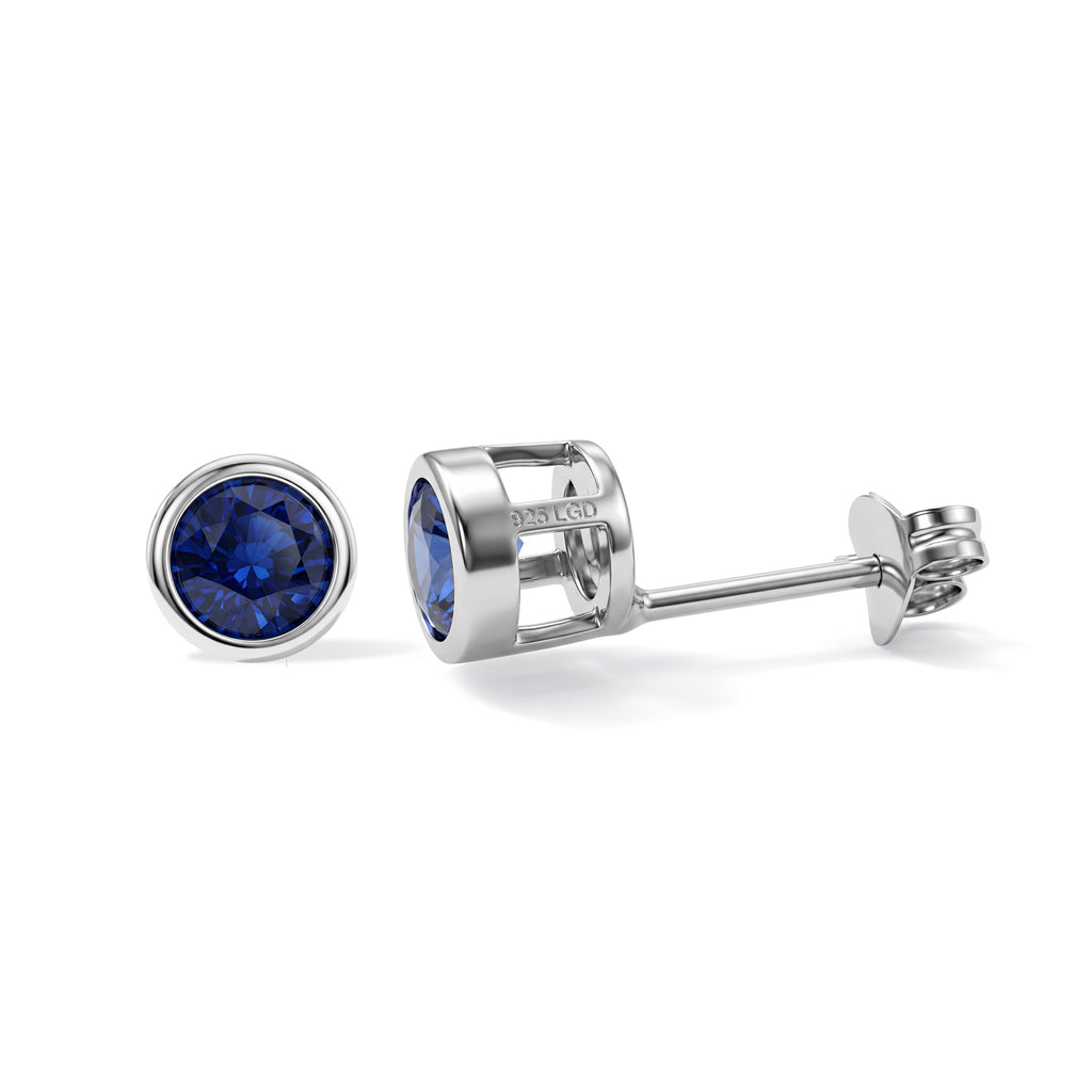 Laborgezüchteter Ceylon-Blau-Saphir Ohrringe 925 Silber Rhodiniert ca. 1,30 ct.