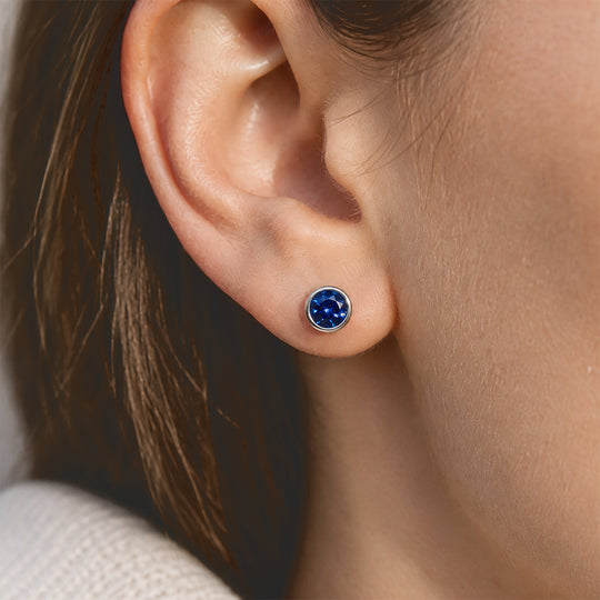 Lab Grown Ceylon-Blau-Saphir Ohrringe 925 Silber Rhodiniert ca. 1,30 ct.