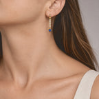 Laborgezüchteter Ceylon-Blau-Saphir, Moissanit Ohrringe 925 Silber 750 Gelbgold vermeil ca. 2,21 ct.