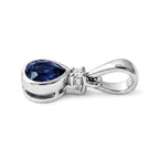 Laborgezüchteter Ceylon-Blau-Saphir, Lab Grown Diamant Anhänger 925 Silber Rhodiniert ca. 0,88 ct.