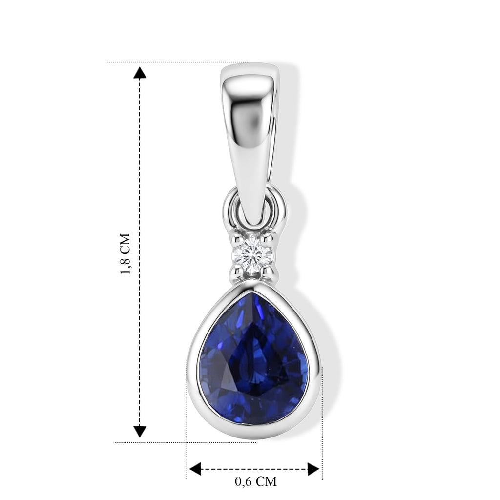Laborgezüchteter Ceylon-Blau-Saphir, Lab Grown Diamant Anhänger 925 Silber Rhodiniert ca. 0,88 ct.