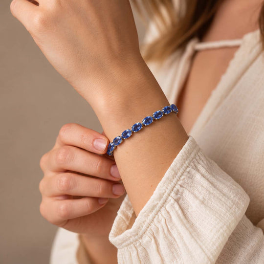 D'Joy Farbwechsel Fluorit Armband  ca. 18 cm 925 Silber Rhodiniert ca. 26,52 ct.