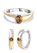 D'Joy zweifarbiger AA goldener Tansanit Ring und Creolen