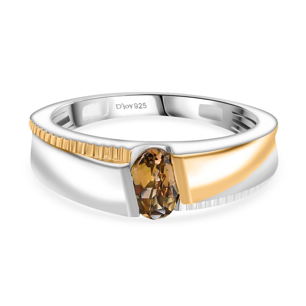 D'Joy zweifarbiger AA goldener Tansanit Ring und Creolen