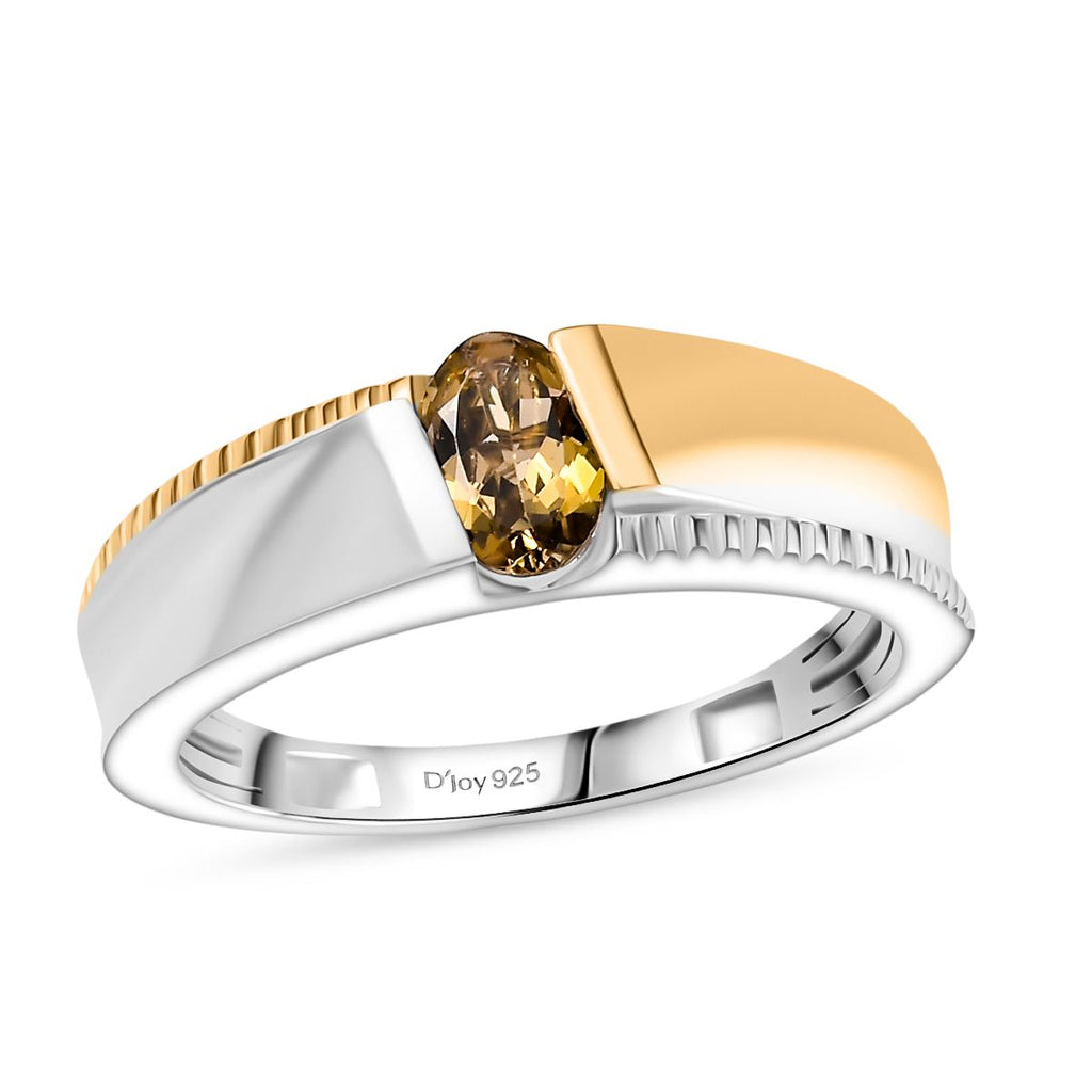 D'Joy zweifarbiger AA goldener Tansanit Ring und Creolen