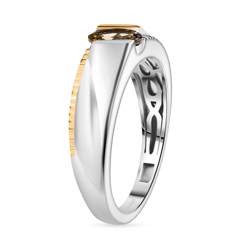 D'Joy zweifarbiger AA goldener Tansanit Ring und Creolen