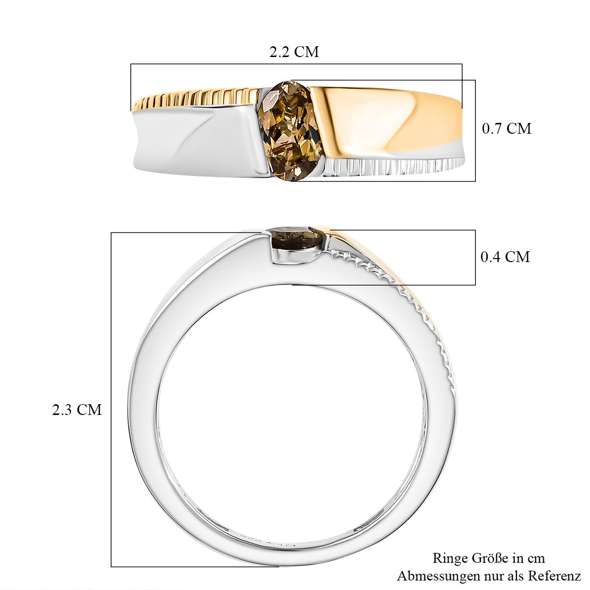 D'Joy zweifarbiger AA goldener Tansanit Ring und Creolen