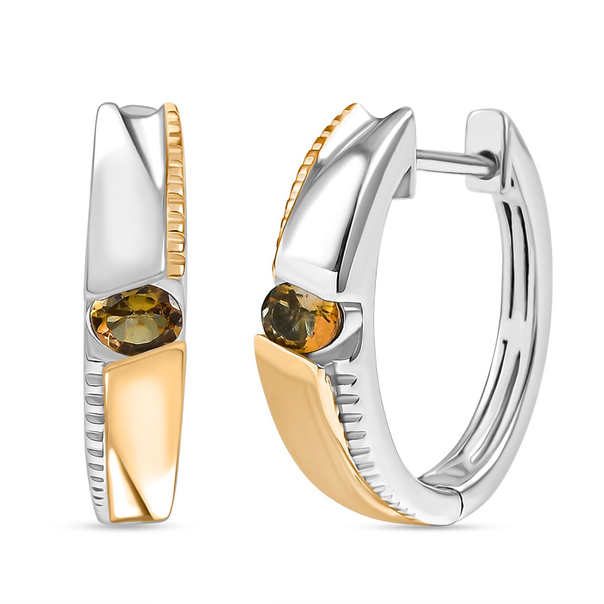 D'Joy zweifarbiger AA goldener Tansanit Ring und Creolen