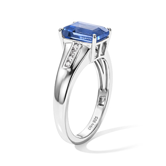 D'Joy Farbwechsel Fluorit, Moissanit Ring 925 Silber Rhodiniert (Größe 18.00)  ca. 3,07 ct